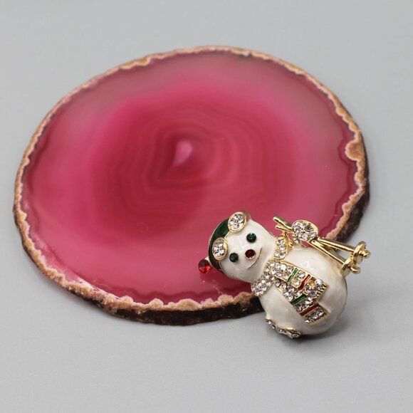 Snowman Holidays Christmas pin brooch jewelry fashion cute adorable red green - Picture 3 of 11